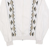 PLANTIER Mens White Cotton Patterned Zip Up Jumper M Casual Comfort Design