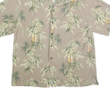 JAMAICA JAXX Mens Beige Printed Cotton Shirt XL Tropical Bamboo Pattern Casual