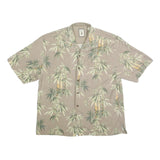 JAMAICA JAXX Mens Beige Printed Cotton Shirt XL Tropical Bamboo Pattern Casual