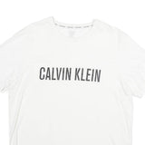 CALVIN KLEIN Mens White XL T-Shirt Short Sleeve Crew Neck Logo Print