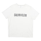 CALVIN KLEIN Mens White XL T-Shirt Short Sleeve Crew Neck Logo Print