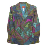 KENZO Womens Multicolour Silk Button Jacket M Woven Patchwork Designer