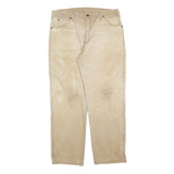 CARHARTT Mens Beige Relaxed Straight Cotton Blend Trousers W38 L30 Workwear Zip