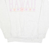 VOULUNTEER Womens White Sweatshirt Hawaii Crew Neck L Pastel Floral Graphic