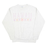 VOULUNTEER Womens White Sweatshirt Hawaii Crew Neck L Pastel Floral Graphic
