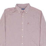 NAUTICA Mens Red & White Check Button Down Shirt XL Casual Cotton Blend