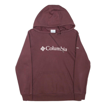 COLUMBIA Mens Maroon Hoodie M Cotton Blend Pullover Casual