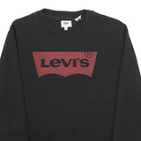 LEVI'S Mens Black Cotton Sweatshirt S Crew Neck Logo Print Casual