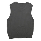 IRREVERENT Mens Grey & Charcoal Patterned Cotton Blend Jumper V-Neck XL Argyle