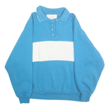 CHEETAH Womens Blue & White Collared S Sweatshirt Polyester Blend Pullover
