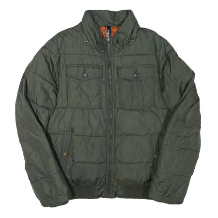 TOMMY HILFIGER Mens Green Bomber Jacket S Polyester Blend Plain Zip Casual