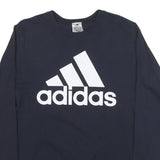 ADIDAS Mens Black Long Sleeve Crew Neck Logo Cotton Blend L T-Shirt