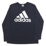 ADIDAS Mens Black Long Sleeve Crew Neck Logo Cotton Blend L T-Shirt