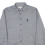 U.S. POLO ASSN Mens Blue Button-Down Shirt M Cotton Blend Classic Fit Casual