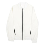 ZARA Mens White Bomber Jacket S Polyamide Blend Plain Zip Fastening Casual
