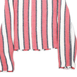 ZARA Womens Red & White Striped Zip Jacket S Woven Long Sleeve Casual