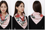 Anyyou Fashion Premium Satin Square Scarf – Romantic Pink Roses Silk-Feel Neckwrap for Women