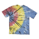 KANI Mens Blue & Red & Yellow Tie Dye T-Shirt S Short Sleeve Crew Neck Cotton