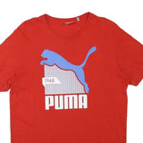 PUMA Mens Red Blue Logo Graphic T-Shirt M Short Sleeve Crew Neck Cotton Blend