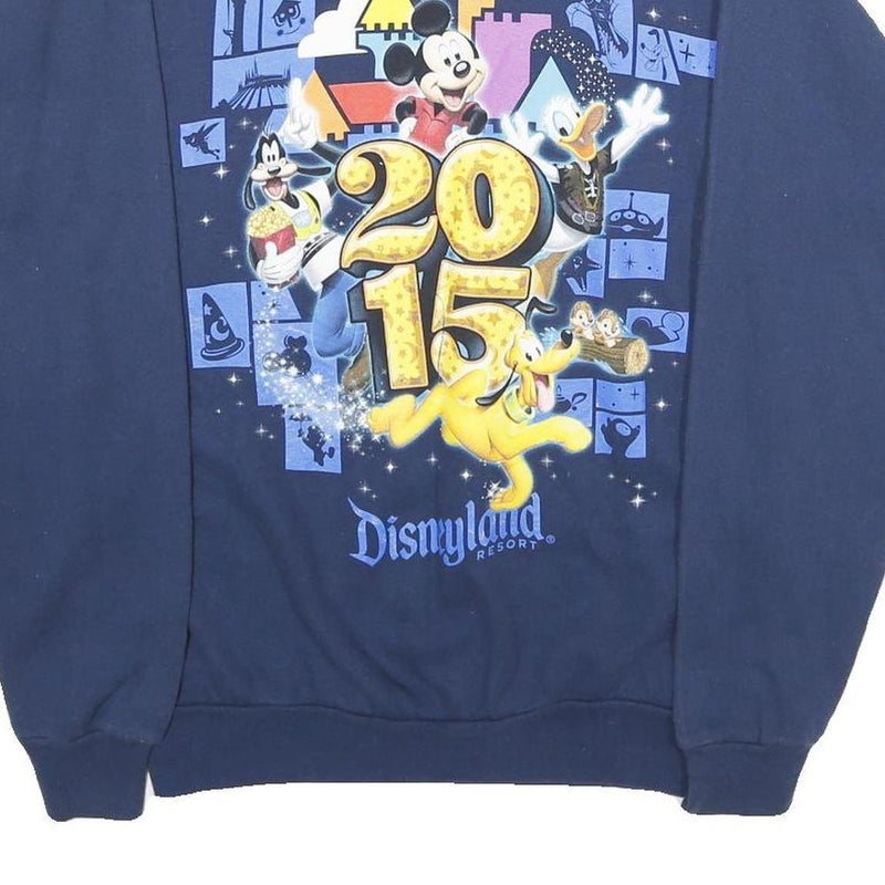 WALT DISNEY Mens Navy Blue Disneyland Resort Crew Neck S 2015 Graphic Sweatshirt