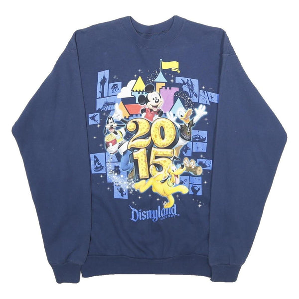 WALT DISNEY Mens Navy Blue Disneyland Resort Crew Neck S 2015 Graphic Sweatshirt