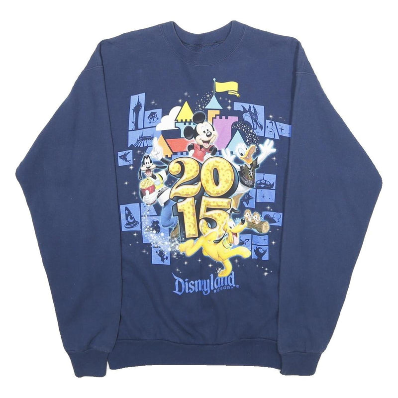 WALT DISNEY Mens Navy Blue Disneyland Resort Crew Neck S 2015 Graphic Sweatshirt