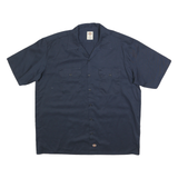 DICKIES Mens Navy Blue Work Shirt XL Cotton Blend Short Sleeve Button Pocket