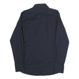 DANIELE ALESSANDRINI Mens Black Plain Shirt Long Sleeve Button Collar L