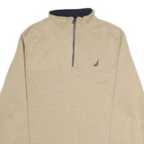 NAUTICA Mens Beige Half Zip Sweatshirt L Cotton Pullover Casual