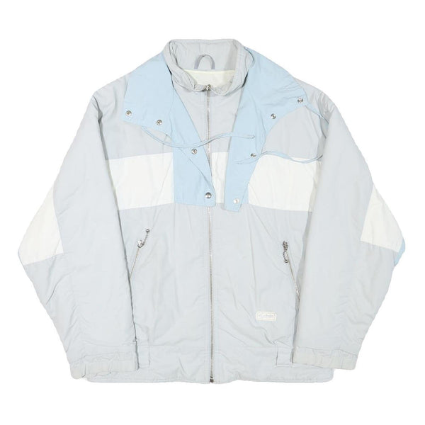 ALPIN Womens Light Blue & White Jacket M Polyester Blend Zip Casual Outerwear