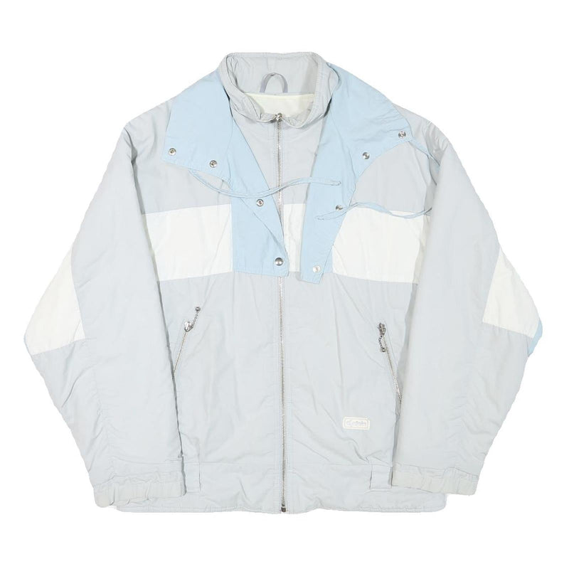 ALPIN Womens Light Blue & White Jacket M Polyester Blend Zip Casual Outerwear