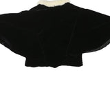 Womens Black Velvet & Cream Faux Fur Collar Cropped Jacket XXS Polyester Blend