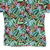 Mens Black Tropical Floral Cotton Blend Short Sleeve Shirt L Vacation Beach