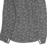 Womens Black & White Floral Jacket L Polyester Button Closure Classic Fit