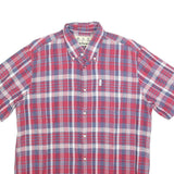 BARBOUR Mens Red & Blue Check Shirt M Cotton Blend Button Down Summer Casual