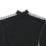 ADIDAS Womens Black & White Cotton Blend 1/4 Zip Sweatshirt UK 12 Logo Tape