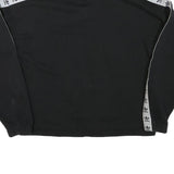 ADIDAS Womens Black & White Cotton Blend 1/4 Zip Sweatshirt UK 12 Logo Tape
