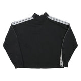 ADIDAS Womens Black & White Cotton Blend 1/4 Zip Sweatshirt UK 12 Logo Tape
