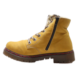 RIEKER Lace-Up Boots Yellow Suede Womens UK 5