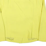 Womens Yellow Wool Blend Button Jacket XS Plain Classic Fit Bow Detail