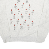 Womens Light Grey Sweatshirt Bunny Balloon Graphic Crew Neck M Casual Cotton