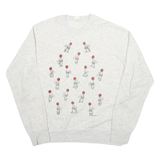Womens Light Grey Sweatshirt Bunny Balloon Graphic Crew Neck M Casual Cotton