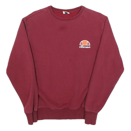 ELLESSE Mens Maroon Crew Neck Sweatshirt S Cotton Blend Pullover Casual