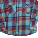 ANCHOR BLUE Mens Blue & Maroon Checked Cotton Shirt XL Long Sleeve Casual