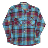 ANCHOR BLUE Mens Blue & Maroon Checked Cotton Shirt XL Long Sleeve Casual