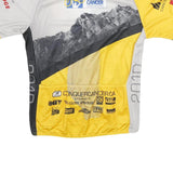 SUGOI Mens Yellow Grey Graphic Cycling T-Shirt L Short Sleeve Crew Neck Conquer