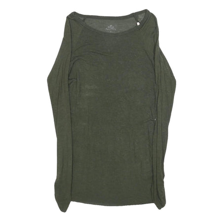 REPLY Womens Green Plain Pullover Round Neck Basic Knit S Lightweight Jumper