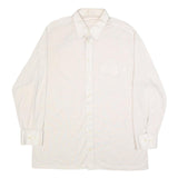 Mens White Plain Synthetic Shirt L Long Sleeve Button Closure Relaxed Fit