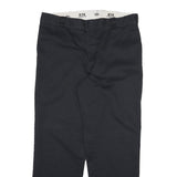 DICKIES Mens Black Regular Fit Straight Leg Trousers Cotton Blend W38 L31 Zip