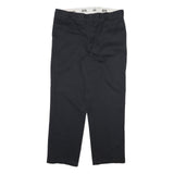 DICKIES Mens Black Regular Fit Straight Leg Trousers Cotton Blend W38 L31 Zip